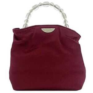 Christian Dior Handbag Bordeaux Red Clear Maris Pearl Satin Bag Drawstring